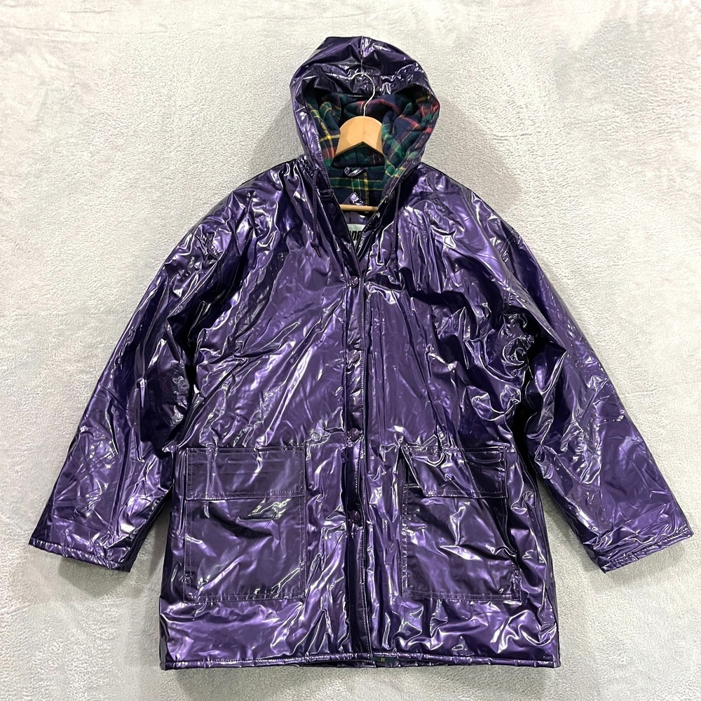 VTG Wippette RainThings  Jacket Womens M Vinyl‎ Full Zip Waterproof Retro Y2K